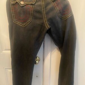 True Religion Gray Jeans with Yellow Stitching